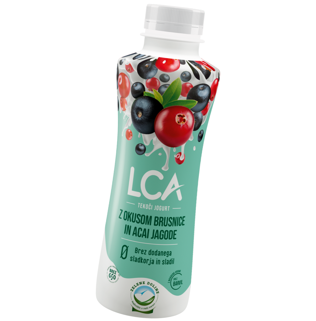 LCA 0 tekoči jogurt z okusom brusnice in acai jagode