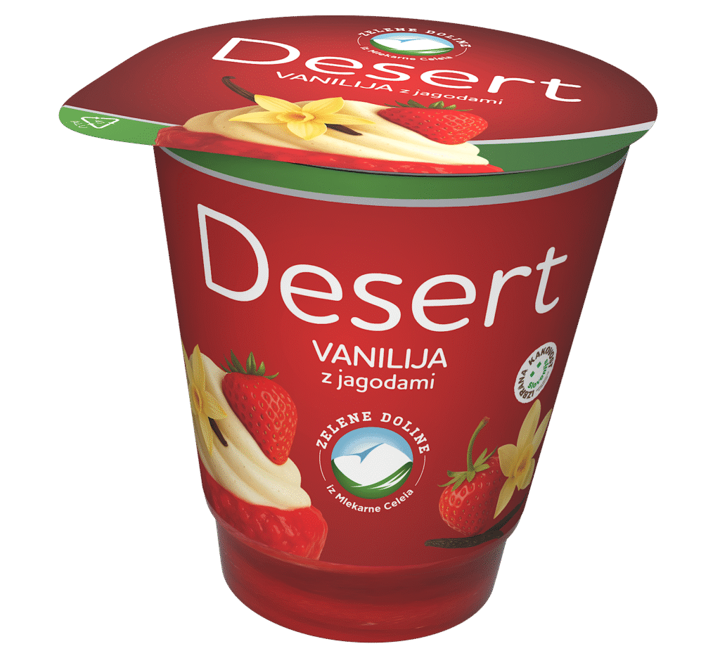desert vanilija z jagodami zelene doline